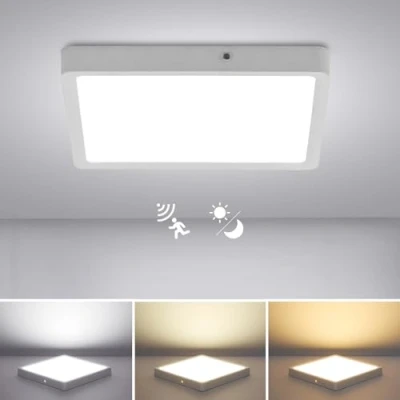 Bild av Combuh LED taklampa med rörelsesensor och ljussensor, 18W 1800LM sensor tidsinställningar, Ø22,5CM 3000K 6000K ultratunn rund badrumstaklampa för halltrappor Källare