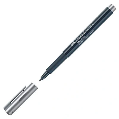 Bild av Faber Castell 160751 Metallics märkpenna med fiberspets, 1,5 mm linjetjocklek, lämplig för många ytor, metallisk effekt, Nothing Else metaller i silver