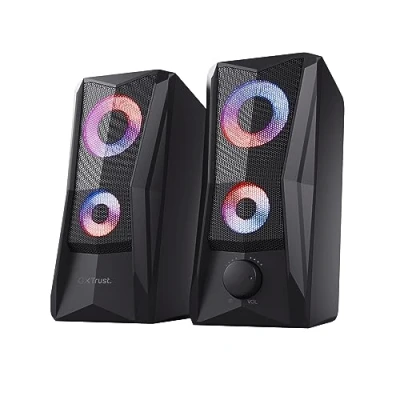 Bild av Trust Gaming GXT 606B Javv 2.0 PC högtalare med RGB LED belysning, 12 W (6 RMS), USB drift, kompakta boxar, högtalarset, spelhögtalare för dator och bärbar svart
