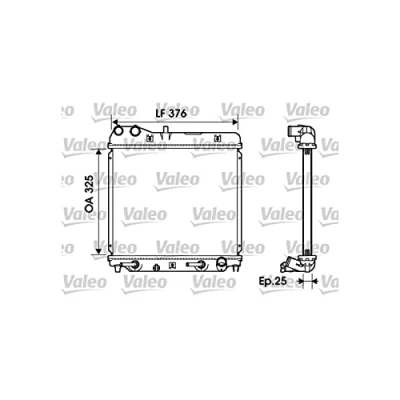 Bild av VALEO 734218 Kylare, motorkylning Aluminium 325mm 378mm 26mm utan kylmedelsregulator Kylflänsar lödda HONDA: Jazz Hatchback (GD, GE3, GE2) 1.3 iDSi