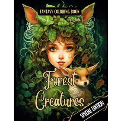Bild av Fantasy Coloring Book Forest Creatures Special Edition: Black Line and Grayscale Images of Wildlife Whimsical