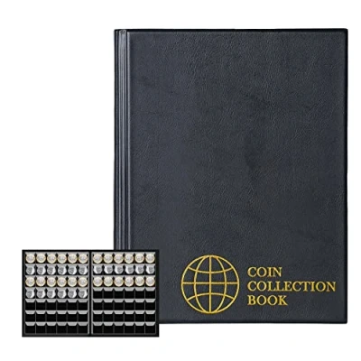 Bild av Uncle Paul 420 fickor myntalbum 3 x 2,8 cm rutnät svart myntbok 10 sidor myntsamling hållare bokstav storlek mynt förvaringsbok ficka CS0242BK
