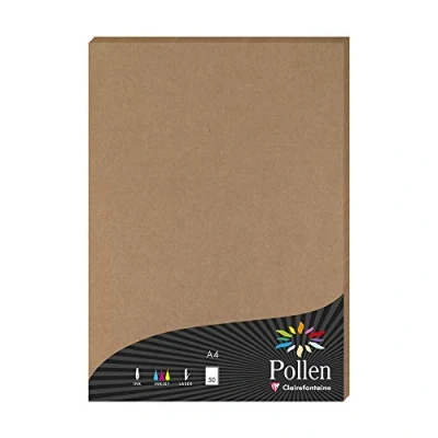 Bild av Clairefontaine Ref 29135C kraftpapper (paket med 50 ark) A4 (210 x 297 mm) i storlek, 135 gsm kraftpapper, syrafritt, skrivarkompatibelt naturlig kraftfärg
