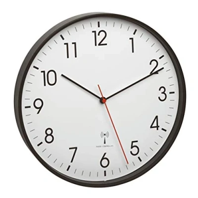 Bild av TFA Dostmann analog trådlös väggklocka med metallram, 305 x (H) 47 mm, plast, svart, 60,3537.01