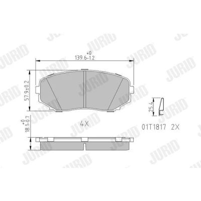 Bild av JURID 572640J Jeu de plaquettes frein avec indicateur d&#039;usure sans accessoires MAZDA: CX 7, 9, MITSUBISHI: Eclipse Cross, FORD USA: Edge