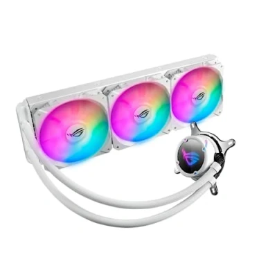 Bild av ASUS ROG Strix LC II 360 ARGB White Edition allt i ett flytande CPU kylare (Aura Sync, 3 x adresserbar 120 mm RGB radiatorfläkt, vit)