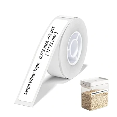 Bild av NIIMBOT D11 Etikettmaker Tape Adapted Label Print Paper Standard Laminated Office Labeling Replacement Pure Color (vit, Stor)