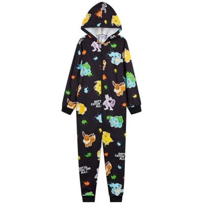 Bild av Pokemon Onesie för pojkar, 414 år, overall pojkar gosig dräkt barn pyjamas Svart/flerfärgad, 9 10 år