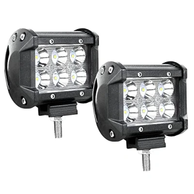 Bild av Willpower 2 st 10 cm (4 tum) 18 W LED arbetslampa, ljusramp, spotstråle, 12 V 24 kåpor, 1 800 lm offroad körljus, dimstrålkastare för traktor, lastbil, båt, bil, 4 x 4, ATV, UTV, SUV