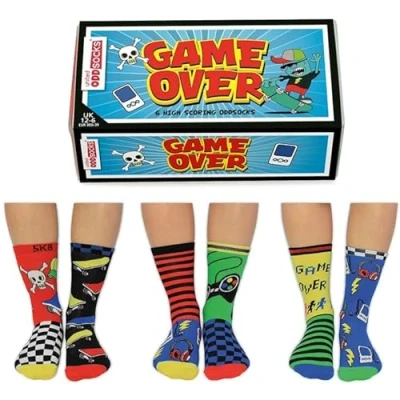 Bild av United Oddsocks Game Over låda med 6 för pojkar, UK 12 EUR 30,5 39 US 13,5 7, Multi