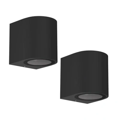 Bild av ledscom.de 2 x vägglampa ALSE för utomhusbruk, IP54, downlight, svart matt, rund, 1x GU10 max. 35W