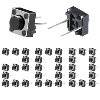 Bild av 200 st taktknappsbrytare 6 x 5 mm PCB tillfällig taktil tact push knapp switch SPST miniatyr/mini/mikro/liten (2 stift)