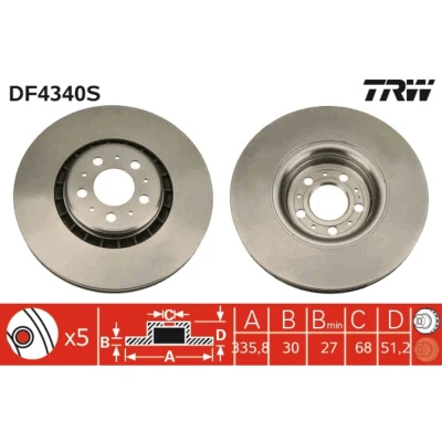 Bild av Bromsskiva TRW DF4340S fram, ventilerad, 1 Stycke