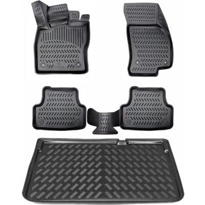 Bild av ELMASLINE 3D gummimattor och startbricka set för BMW X1 20222024 (U11) (passar inte in i elektrisk xDrive23i) Tillbehör golvmattor bagagematta
