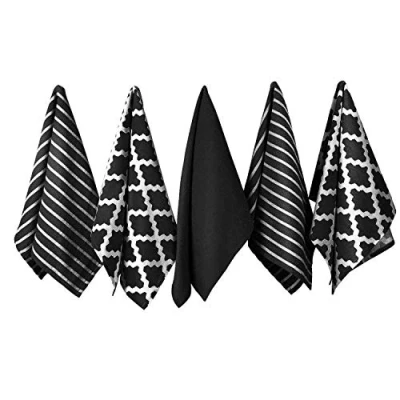 Bild av Penguin Home® Bomull Kökshandduk 5 Bitar Set, 65 cm Längd x 45 Bredd, Svart