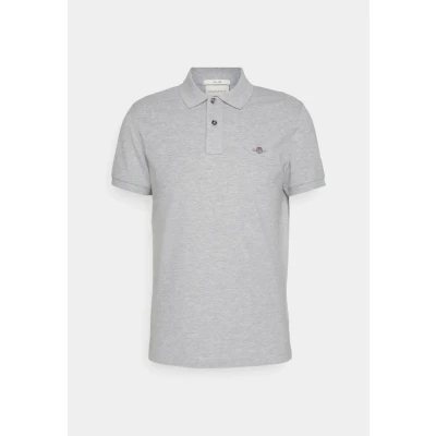 Bild av GANT Slim Shield SS Pique pikétröja för män, Grå melange, standard, XS