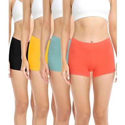 Bild av wirarpa Pojkshorts för kvinnor, trosor, bomull, underkläder, boxershorts med bomullsgren, 4 pack, L
