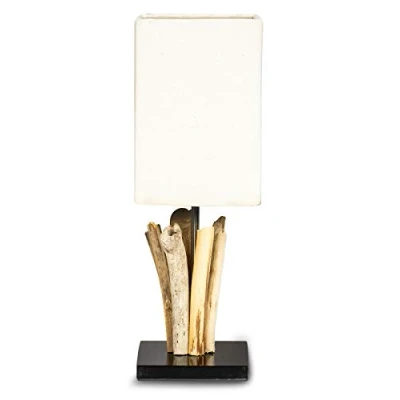Bild av bord höjd 41 cm drivved teak trälampa naturligt trä unik bordsdekoration trädekoration lampa