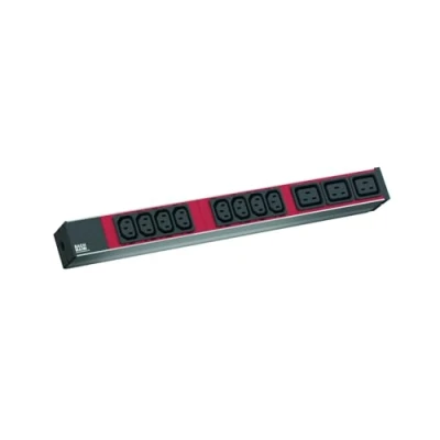 Bild av Bachmann 800.2332 grenuttag 1U svart, röd 11 AC utgångar Strömfördelningsenheter (grundläggande, 1U, aluminium, röd, utgångar, C13 coupler, C19 coupler)