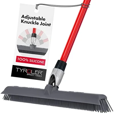 Bild av Tyroler Bright Tools silikonkvast &amp; squeegee 40cm 100% silikon, lång 4 delar handtag 140 cm, bäst för djur människohår, inomhus, utomhus, mattor, däck, golv. vattenresistent tvättbar