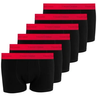 Bild av Vincent Creation 6 pack boxershorts, kalsonger, retroshorts för män, Svart/röd pack, L