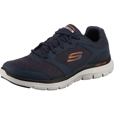 Bild av Skechers Flex Advantage 4.0 herr Sneaker, Marinblå läder nät PU trim, 42.5 EU
