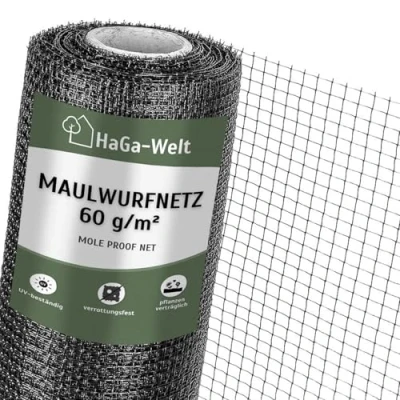 Bild av HaGa födelsemärkesnät 1 m x 70 skyddsnät mot mullvad effektiv födelsevadsskrämma under gräsmattan och djurvänlig mullvadsskrämma