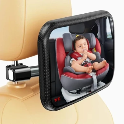 Bild av Bakåtvänd bilspegel, blommig åtta 100 % Shatterproo, baby, bakåtspegel för bil, 360 justerbar bilstolsspegel baby bak, universell bilspegel