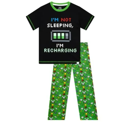 Bild av Harry Bear Gaming Pyjamas PJs För Pojkar Pojkarnas Pyjama Set Grön 128