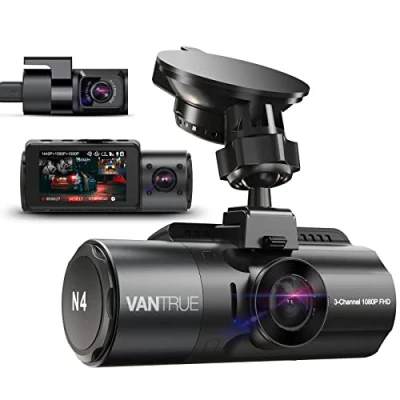 Bild av Vantrue N4 3 objektiv Dash Cam 1440P + Dual 1080P bilkamera, 4K 3840x 2160P fram, Infrarödskuret nattseende, 24/7 parkeringsläge, WDR 2,45 tum IPS, värmebeständig superkondensator G sensor Max 512GB