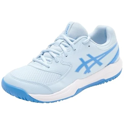 Bild av Asics Geldedicate 8 Unisex All court tennisskor för barn, Storlek: 32.5, White/indigo fog Skinnimitation/textil