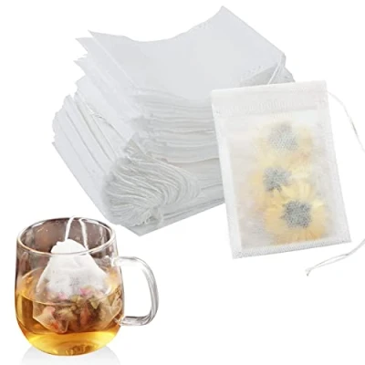 Bild av Newaner 300 stycken tefilterpapper för löst te, 7 x 9 cm tepåsar lös engångs med dragsko, tefilter, doftande kryddor, vanilj, lavendel, kaffe