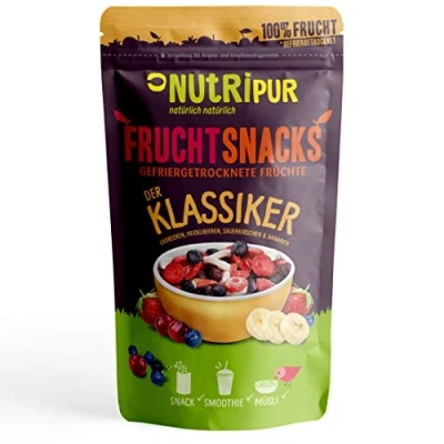 Bild av Fruktsnacks &quot;Den klassiker&quot; fruktmix frystorkad 100 g I torkade bär och frukter osockerade blandning av jordgubbar, blåbär, surkörsbär bananer % frukt