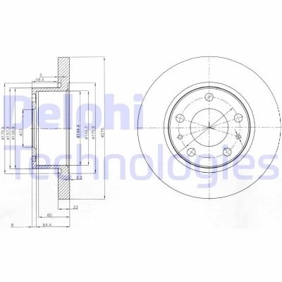 Bild av DELPHI BG3752 Disque de frein 276 22 5 plein huilé non traité sans roulement roue, bague ABS IVECO: DAILY 2 Kasten/Kombi, 3 Kasten/Kombi