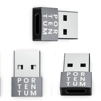Bild av PORTENTUM 3 enheter USB c hona till A hane 2.0 hastighet 480 MB premium zink kropp med hög värmebeständighet 4 gram typ adapter