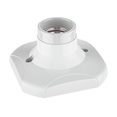 Bild av ledscom.de Taklampa/lamphållare ELEKTRA, porslin, vit, 1x E27 max. 60W, energisparsockel, rumsaccenter, högglans, plast, kantig, snabb montering, utbytbar, Led, taklampa
