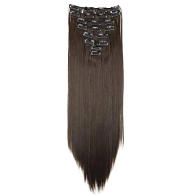 Bild av CAISHA XXL 50cm 8 delar set CLIP IN EXTENSIONS Hårförlängning Hårstycke Rak Brunett CES104