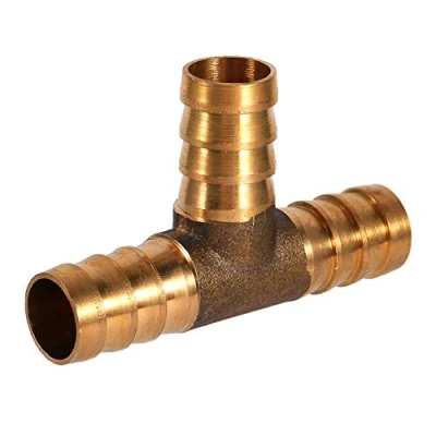 Bild av 3 vägs T stycke i mässing, slangfog 12 mm slang 100 ℃ resistent 1 MPa tryckslangsanslutning adapter för bränsle luftvatten gasolja (12 mm)