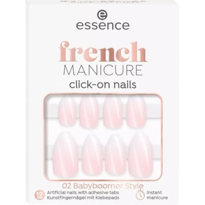 Bild av essence French Manicure Click On Nails, No. 02, Nude, Express Result, Manicure, Instant Glossy, Nanoparticle Free, Pack of 12