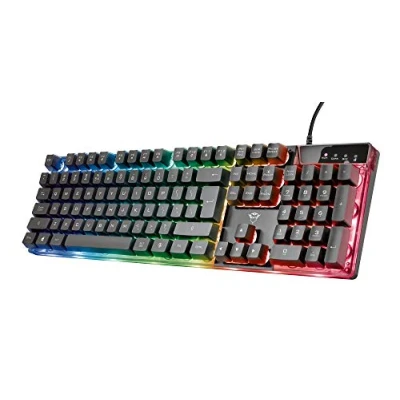 Bild av Trust Gaming GXT 835 Azor tangentbord, QWERTY italiensk layout, USB, anti ghosting, RGB LED bakgrundsbelyst tangentbord för PC, dator, bärbar Mac svart