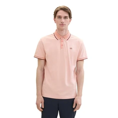 Bild av TOM TAILOR Basic Piqué pikétröja för män, 35650 Korall Rose Twotone, XL