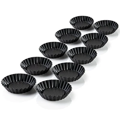 Bild av Grizzly tartlet moulds round, 10x mini cake molds Ø 11 cm, non stick coated, baking tin set, for fruit base, tartlets and cakes