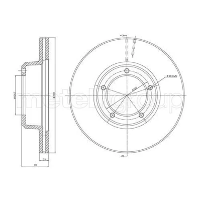 Bild av METELLI 23 0237 Disque de frein 298,0 24,0 5 101,6 ventilé LAND ROVER: Defender SUV, Range Rover 1, 2