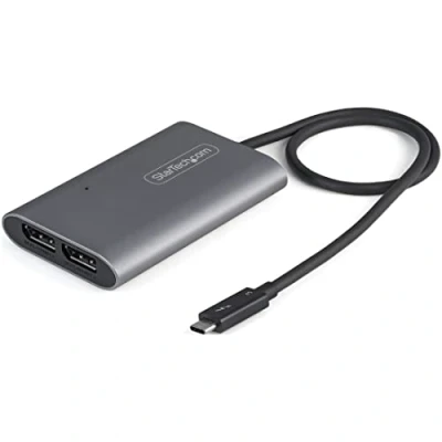 Bild av StarTech.com Thunderbolt 3 till Dual DisplayPort adapter DP 1.4 dubbel 4K 60Hz eller enkel 8K/5K TB3 2x skärmsadapter Mac/Windows (TB32DP14)