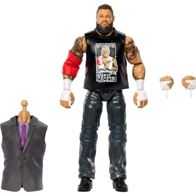 Bild av Mattel WWE Elite Collection actionfigur och tillbehör, premium live evenemang Kevin Owens med utbytbara händer Build A figurdelar