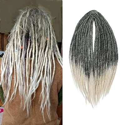 Bild av 20 Tum 10 Trådar/Pack Syntetiska Dreadlocks Extensions Double Ended Tunt 0,6 cm Virkat Flätat Hår Mjuka Dreads Reggae Hip Hop Hippie Style, MT1B/613#