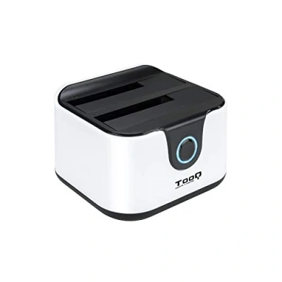 Bild av TooQ TQDS 802BW dockningsstation anslutningsbas med dubbelt SATA fack för 2,5 och 3,5 tums enheter, USB 3.0 2.0 värd, CLONE funktion offline, färg vit