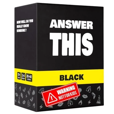 Bild av Answer This Black Hur Väl Känner Du Verkligen Dina Vänner? Hilariskt Partyspel för Vuxna Coola Frågor Spelkväll