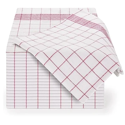 Bild av Blumtal Kökshanddukar (5, 10 eller 20) 50 x 70 cm Diskhandduk med krok 100% bomull Mycket absorberande 95 tvättbar Klassisk fyrkantig röd design (20)