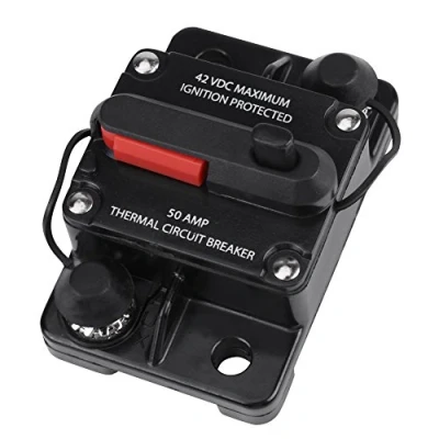 Bild av Automatisk effektbrytare, DC12V 42V Vattentät effektbrytare Manuell återställning 50A 300A Bilstereo Audio Marin Båt Cykel Inline Säkring Inverter Säkringshållare(50A)